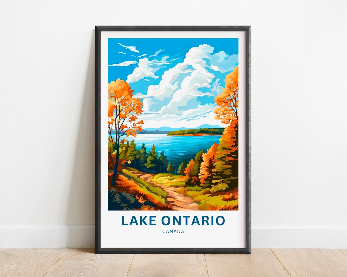 Lake Ontario Canada Autumn Forest Trail Lake View Travel Poster