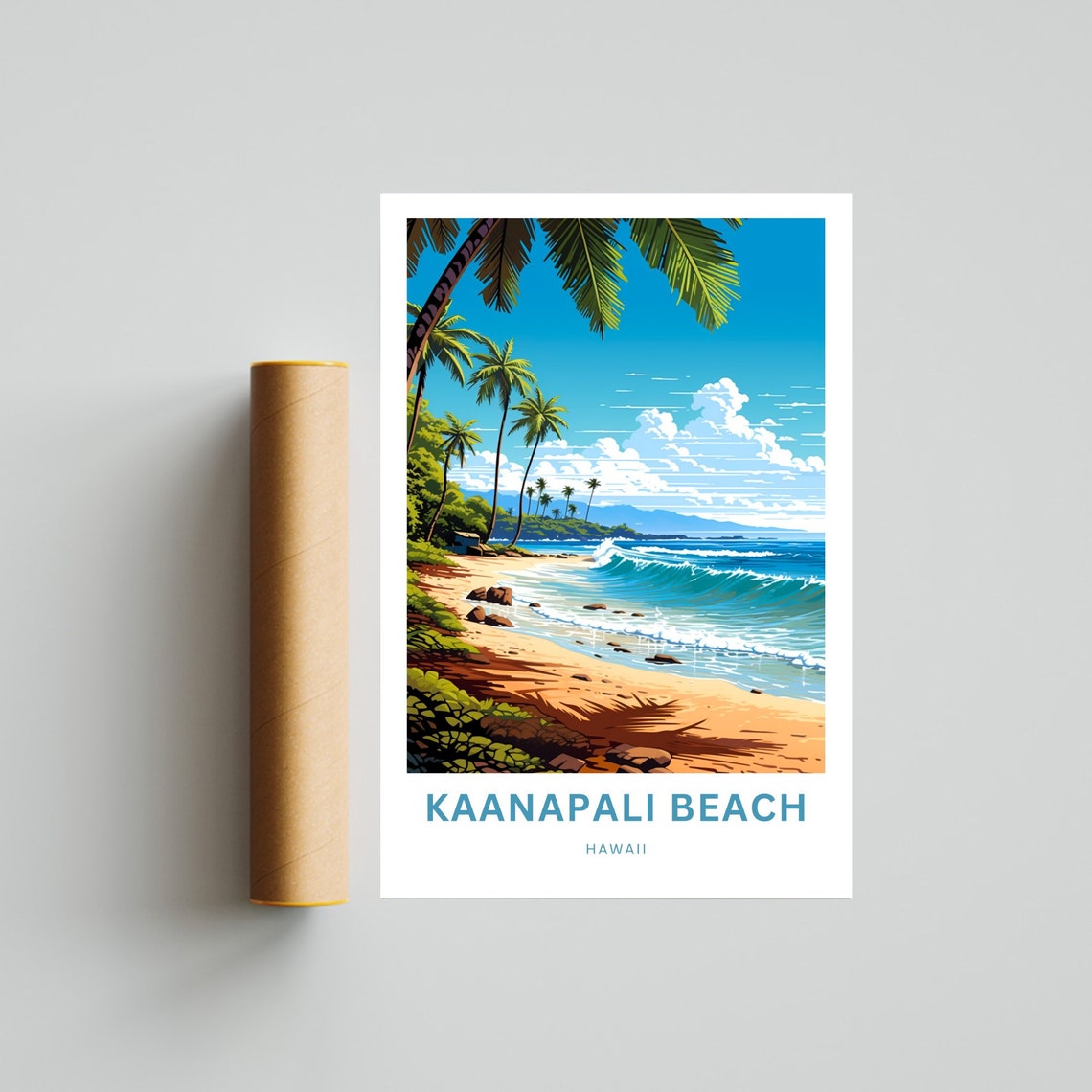 Kaanapali Beach Hawaii Sunny Palm Trees and Turquoise Surf Poster - Image 4