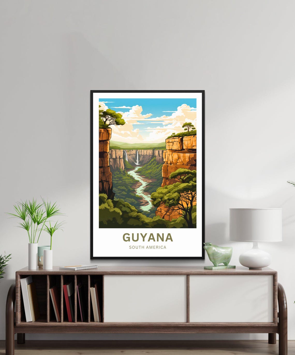 Personalized Guyana Canyon Waterfall Custom Text Travel Poster - Image 3
