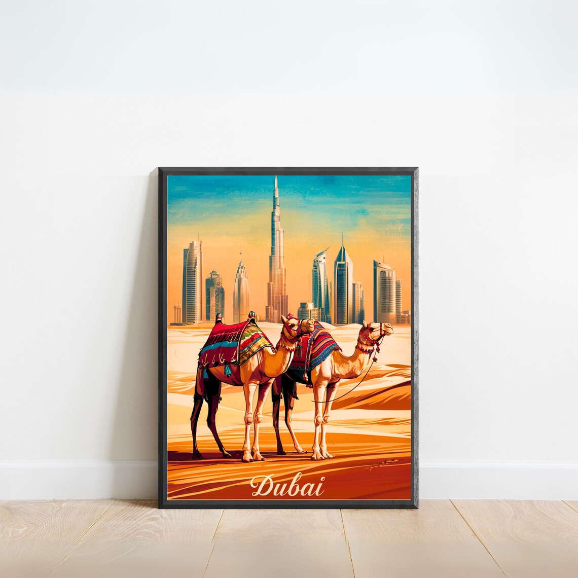 Dubai Vintage Travel Poster, Modern Minimalist