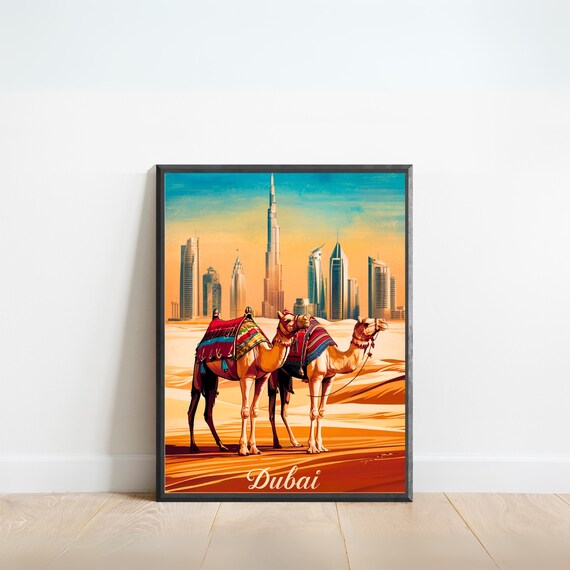 Dubai Vintage Travel Poster, Modern Minimalist