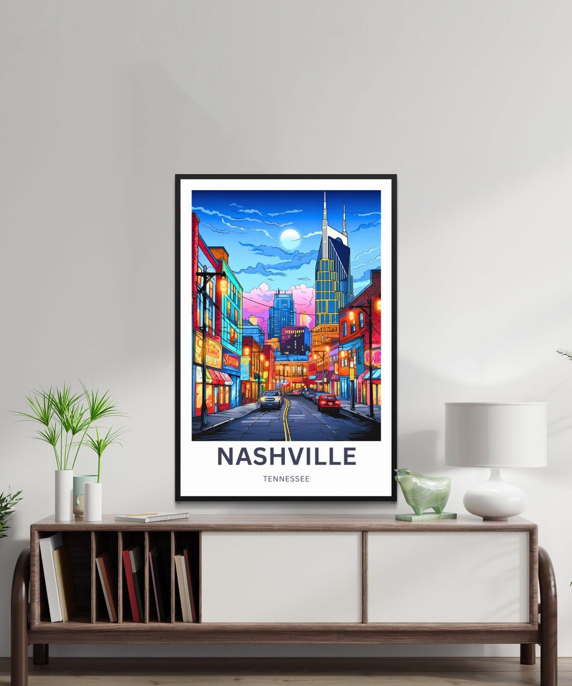 Nashville Tennessee Broadway Neon Lights Night Travel Poster - Image 4