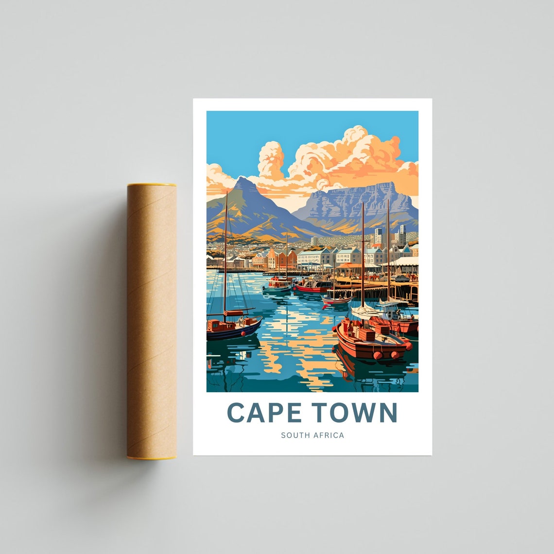 Cape Town South Africa Table Mountain Waterfront Harbor Poster - Image 4