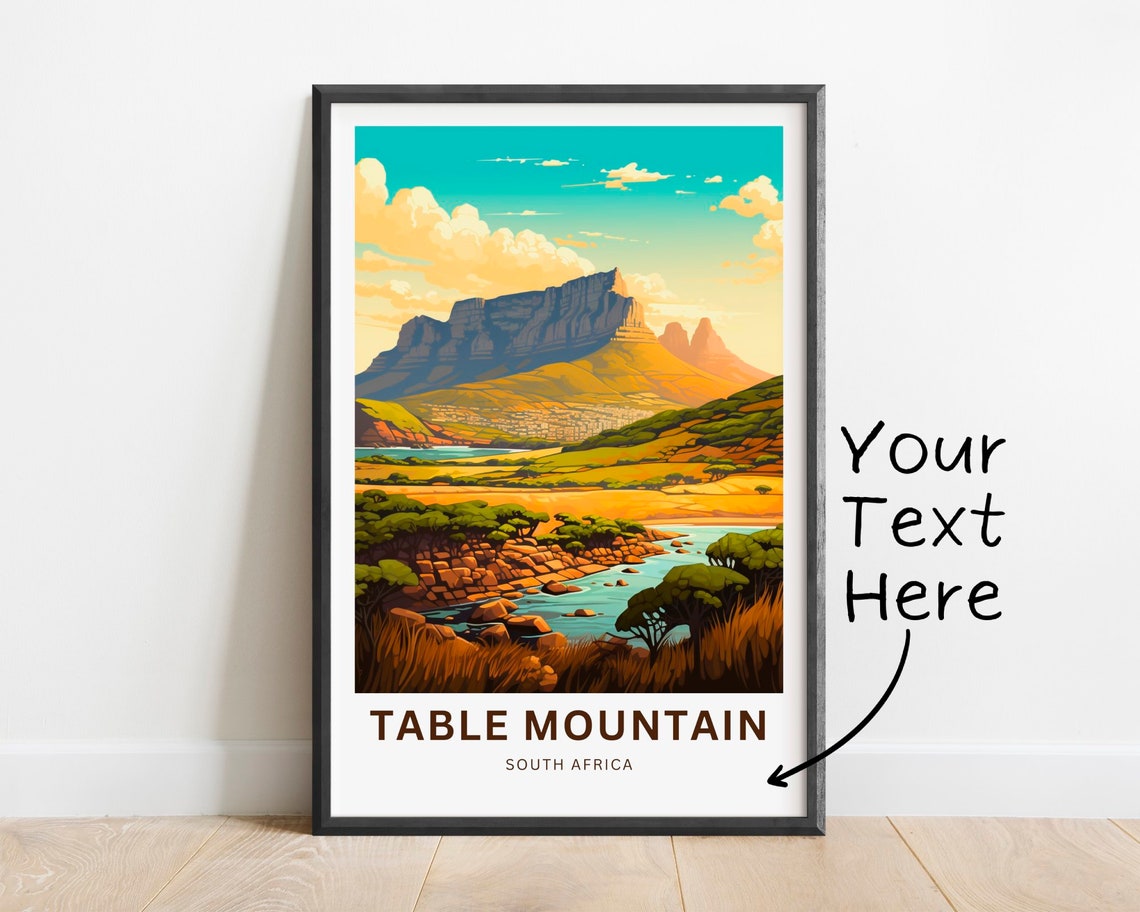 Personalized Table Mountain Print Table Mountain Poster South Africa Wall Art Framed Present Gift South Africa Present