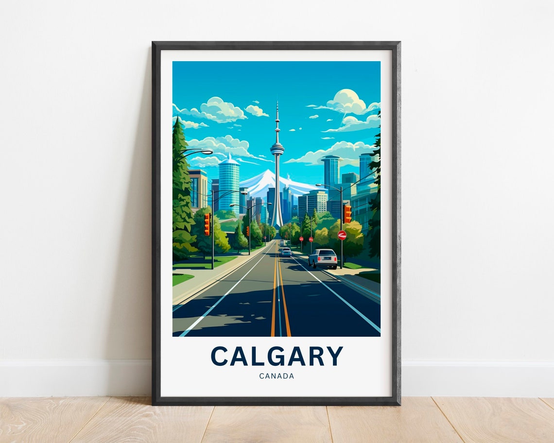 Calgary Canada Downtown Skyline Tower Mountain Street Poster