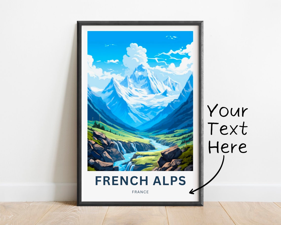 Personalized French Alps France Glacier Valley Waterfall Poster