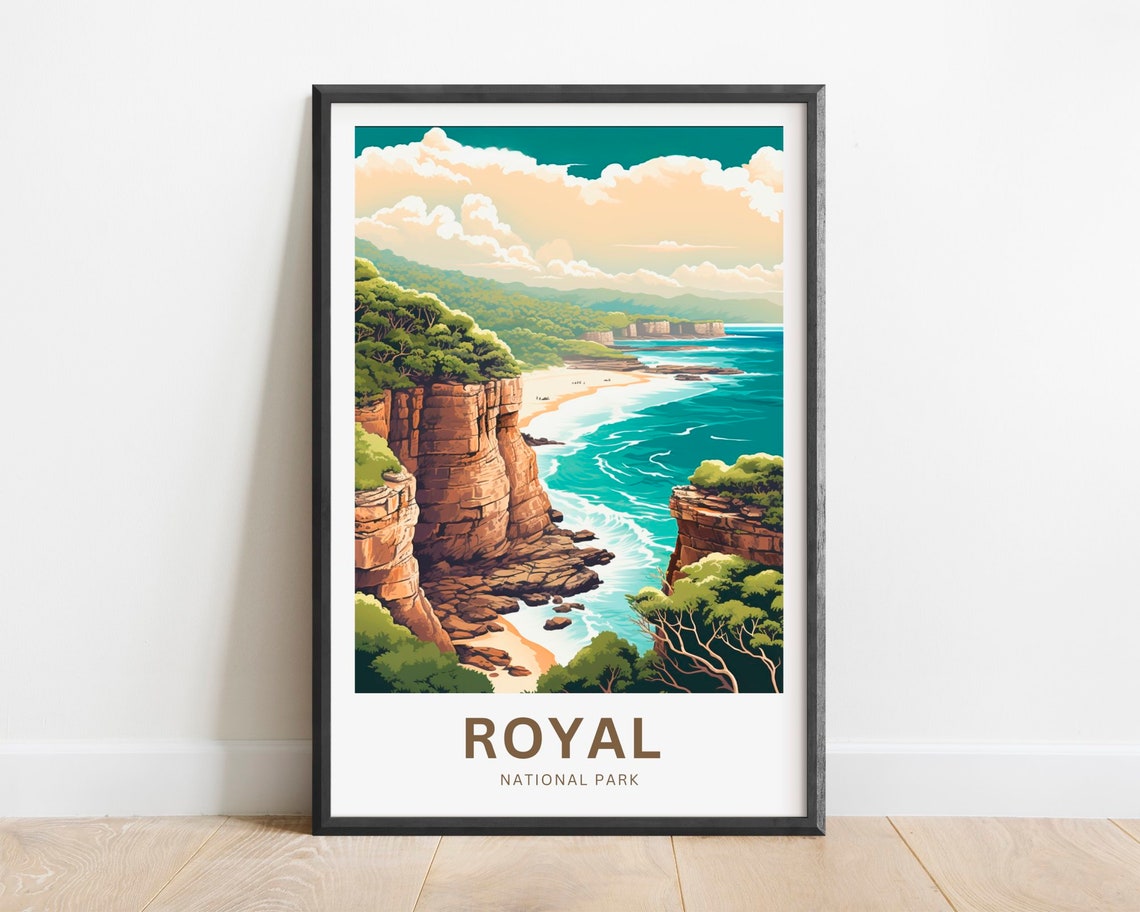 Royal National Park Coastal Cliffs Beach Vintage Travel Poster