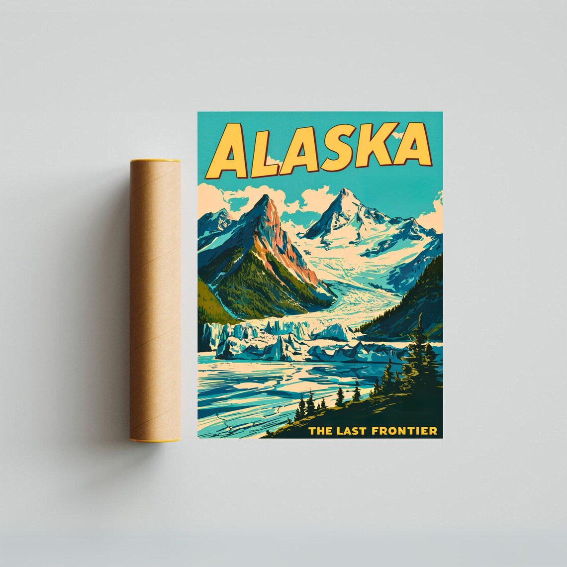 Alaska The Last Frontier Glacier Mountains Snow Vintage Travel Poster - Image 3