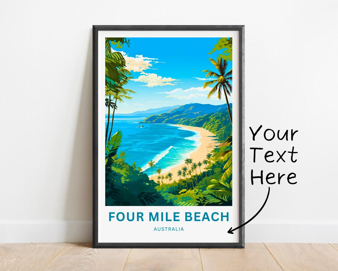 Four Mile Beach Australia Tropical Palm Cove Vintage Travel Poster - Image 3