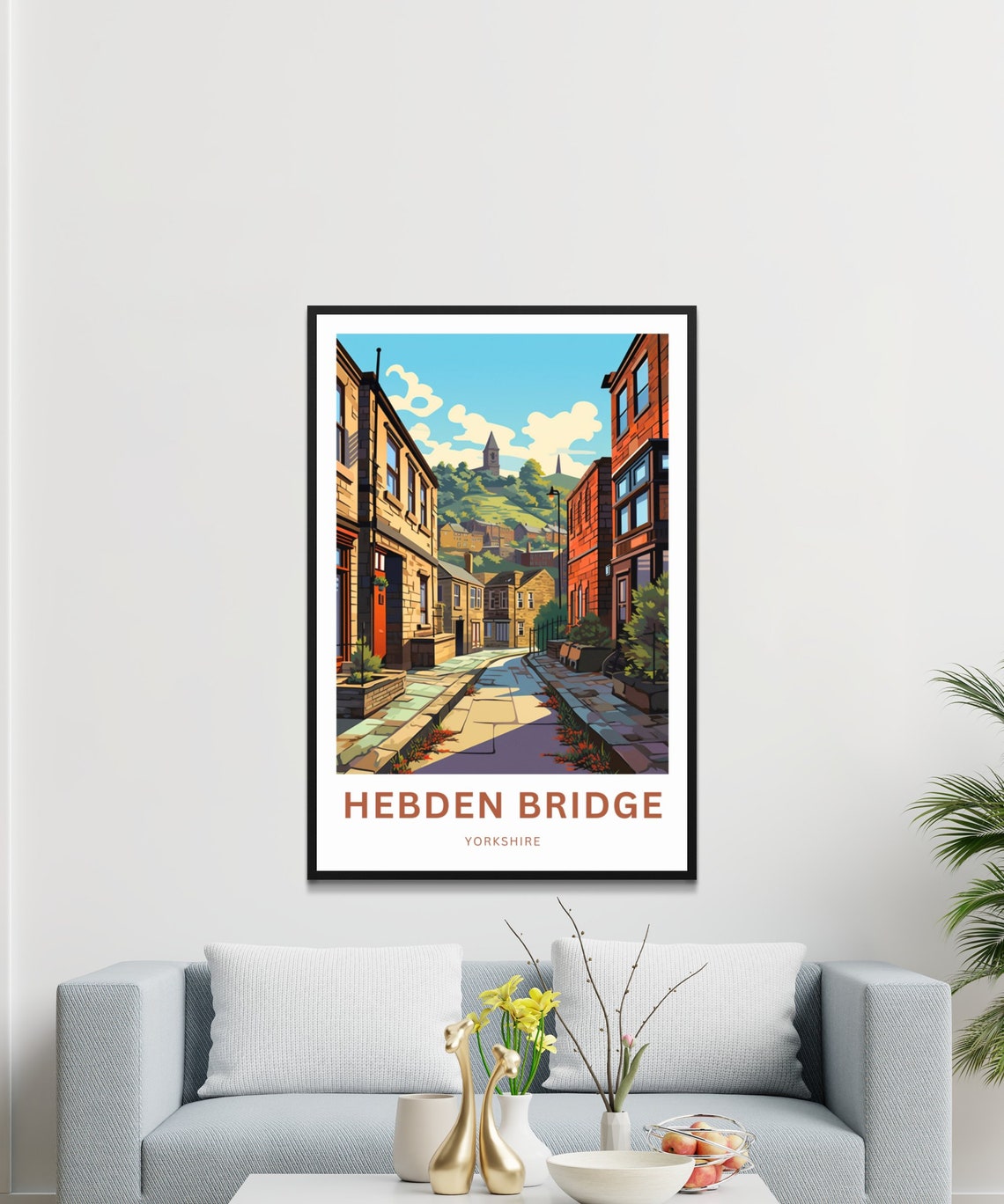 Personalized Hebden Bridge Yorkshire Stone Street Travel Poster - Image 3