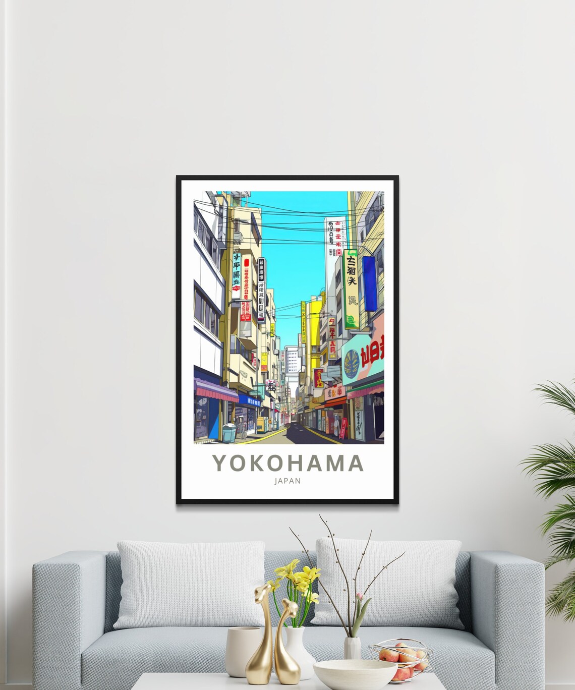 Yokohama Japan Travel Poster Chinatown Street Anime Illustration Art - Image 3