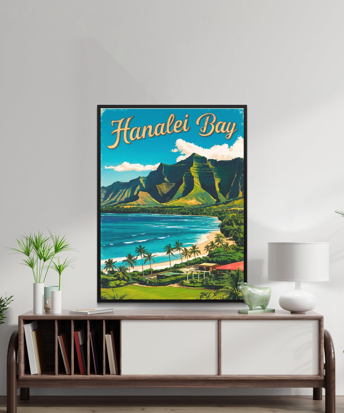 Hanalei Bay Vintage Travel Poster, Hawaii Wall Art - Image 2