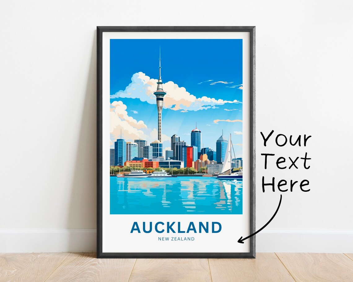 Personalized Auckland New Zealand Sky Tower Harbor Skyline Poster