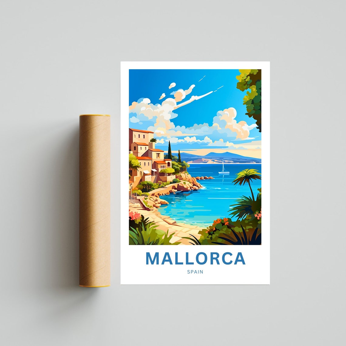 Mallorca Spain Cliff Coast Village Custom Personalized Travel Poster - Image 4