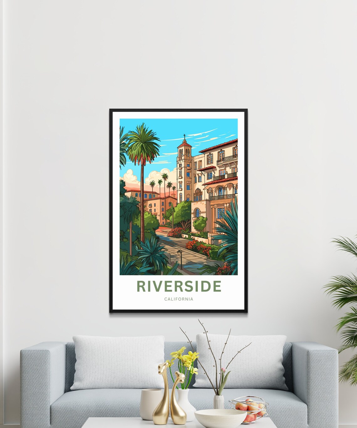 Riverside California Historic Mission Style Building Palms Poster - Image 3