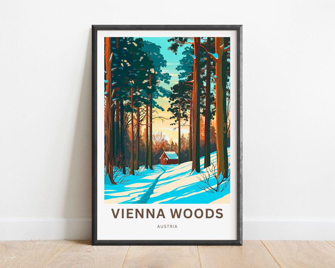 Vienna Woods Austria Winter Cabin Snowy Pines Nature Travel Poster