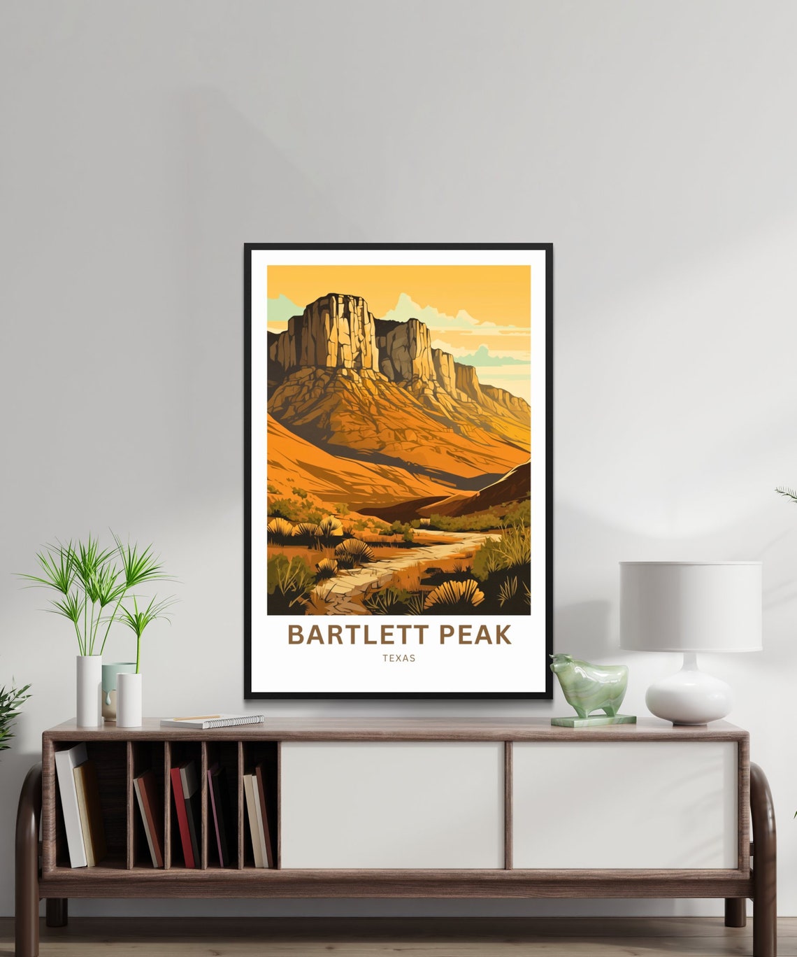 Bartlett Peak Texas Desert Sunset Mountain Vintage Travel Poster - Image 3