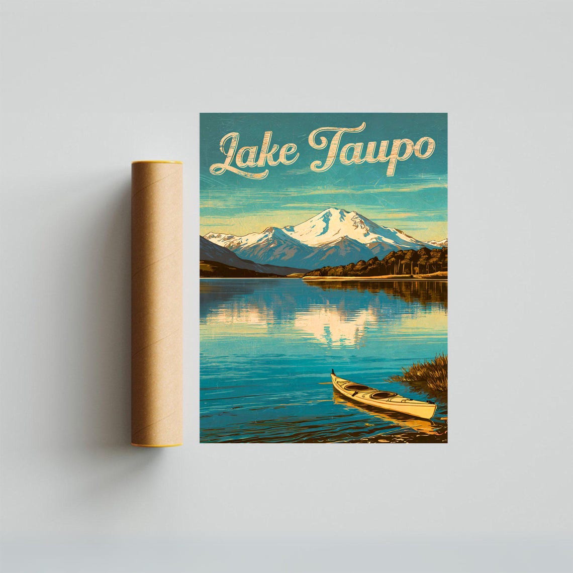 Lake Taupo Vintage Travel Poster Lake Taupo Print New Zealand Wall Art Framed Present Gift New Zealand Present - Image 4