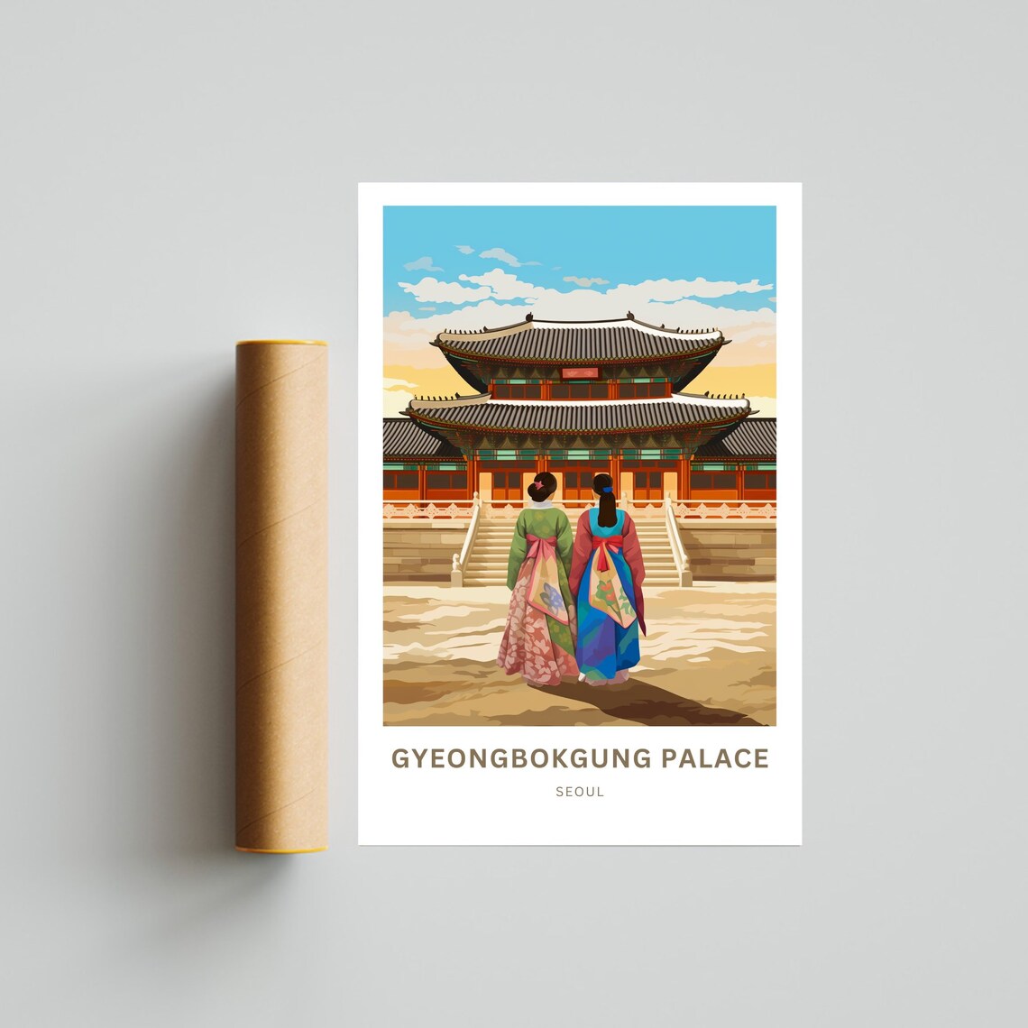 Gyeongbokgung Palace Seoul Custom Name Korean Heritage Travel Poster - Image 4
