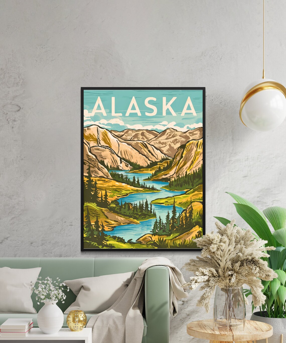 Alaska Mountain Valley River Wilderness Landscape Travel Poster - Image 2