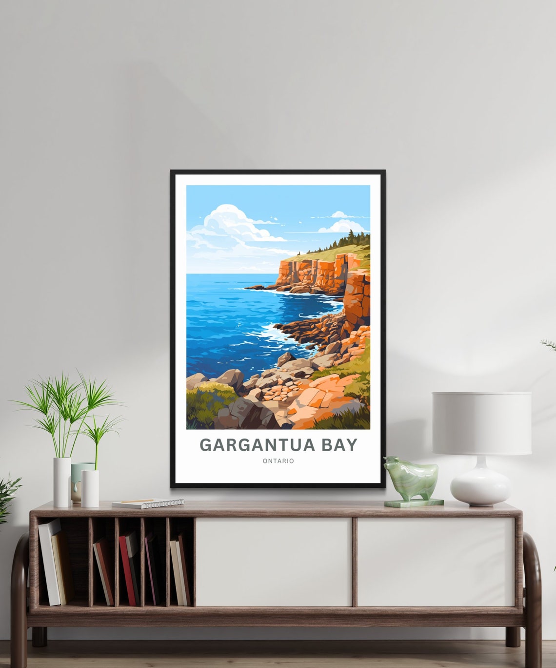 Gargantua Bay Ontario Rugged Red Cliffs Coastline Travel Poster - Image 2
