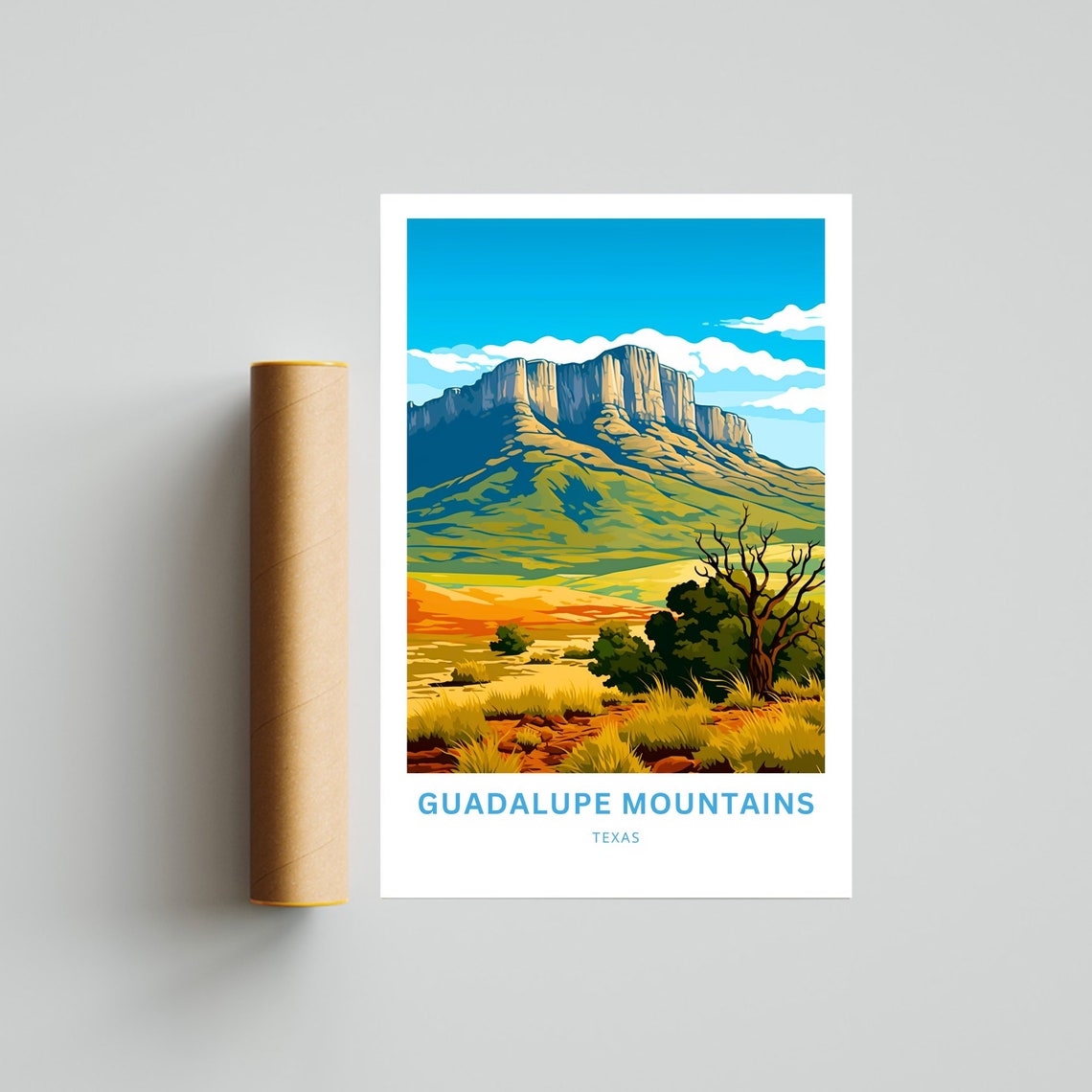 Personalized Guadalupe Mountains Texas Desert Custom Name Poster - Image 4