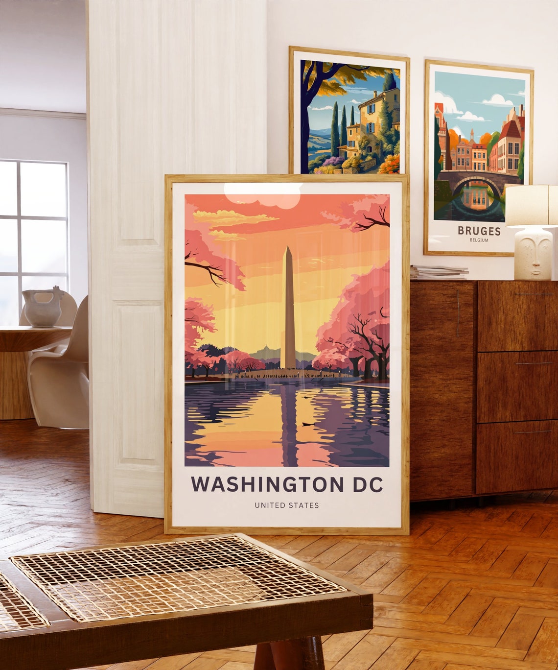 Washington DC Monument Cherry Blossoms Reflecting Pool Custom Poster - Image 5