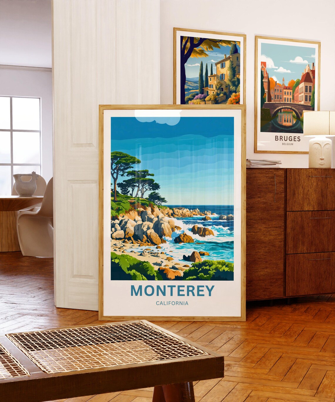 Monterey California Rocky Shore Cypress Waves Vintage Travel Poster - Image 5