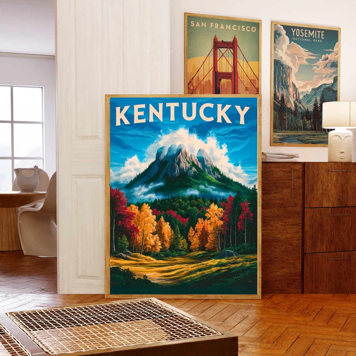 Kentucky Vintage Misty Mountain Peak Fall Foliage Forest Poster - Image 5