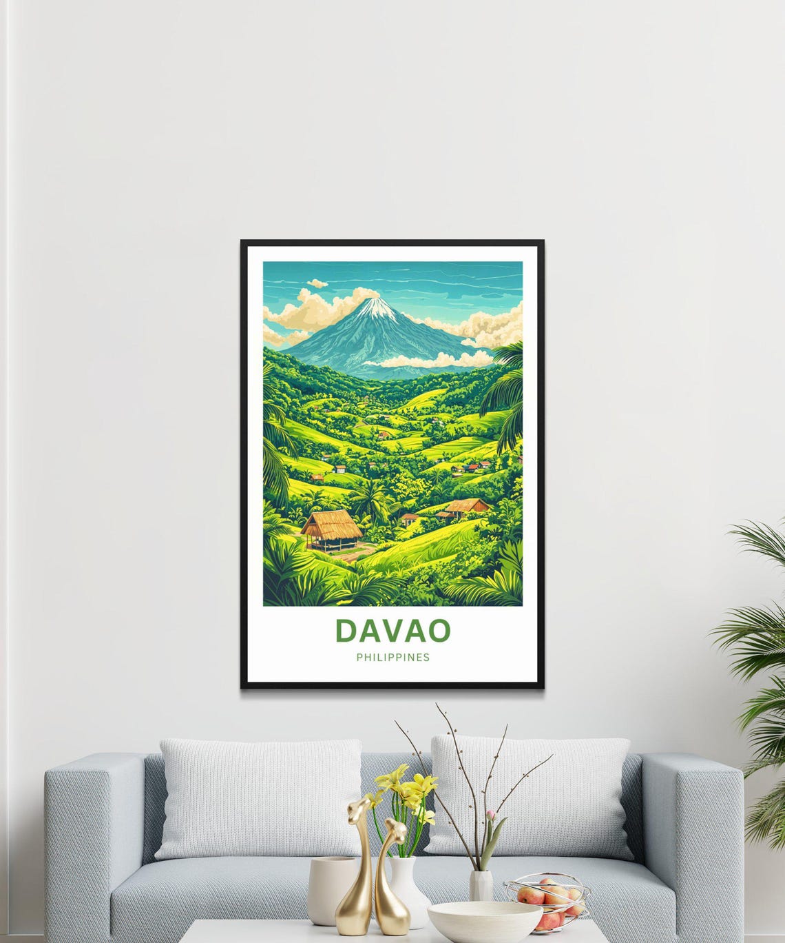 Davao Philippines Tropical Volcano Hillside Landscape Travel Poster - Image 3