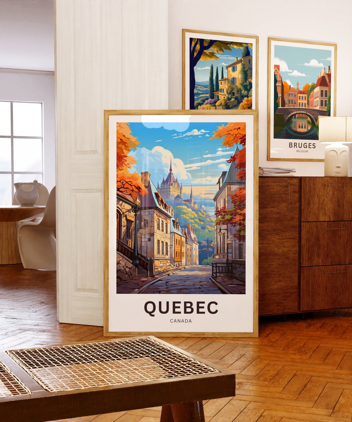 Old Quebec Street Autumn Personalized Custom Text Canada Travel Poster - Image 5