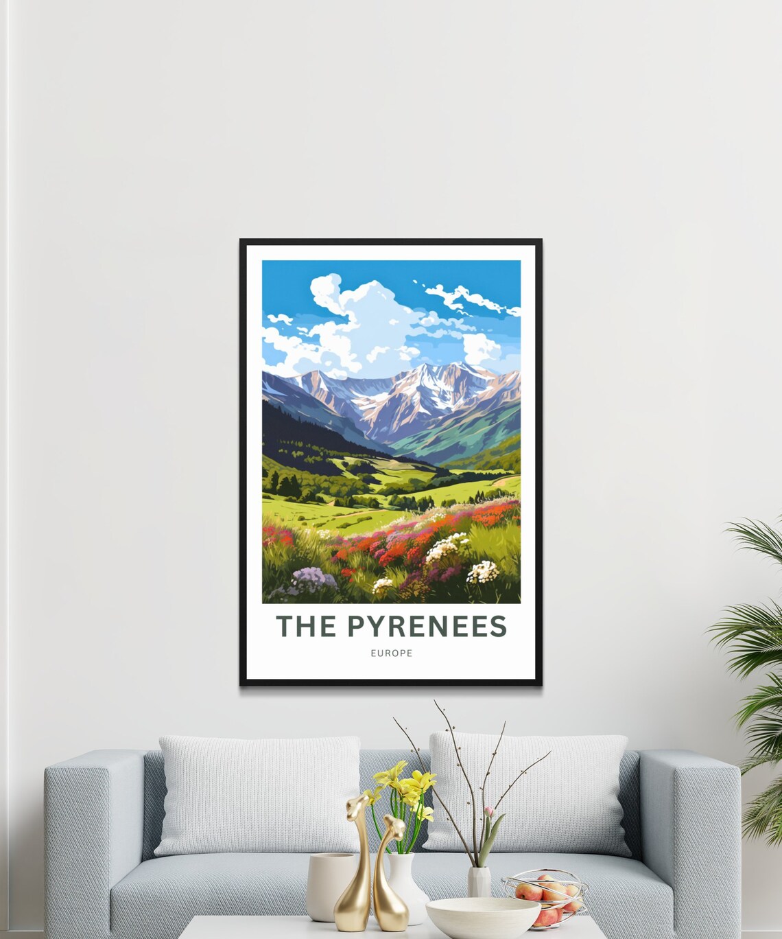 The Pyrenees Europe Snowy Peaks Wildflower Meadow Travel Poster - Image 3