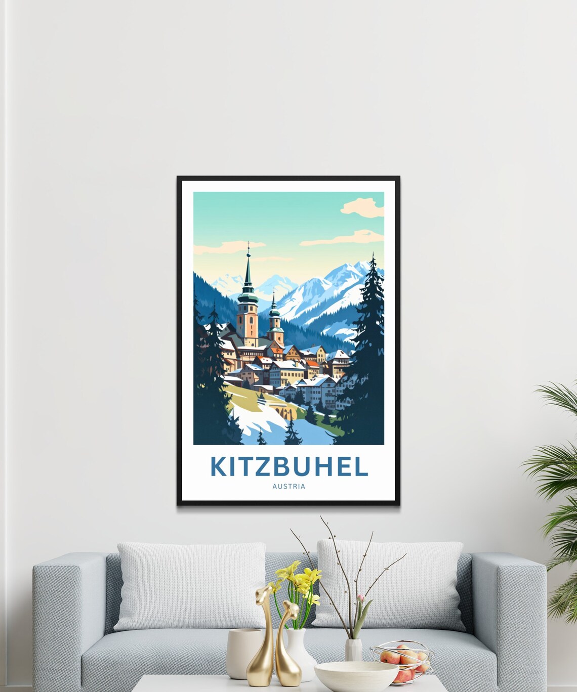 Kitzbuhel Snowy Alpine Town Church Spires Winter Austria Travel Poster - Image 3