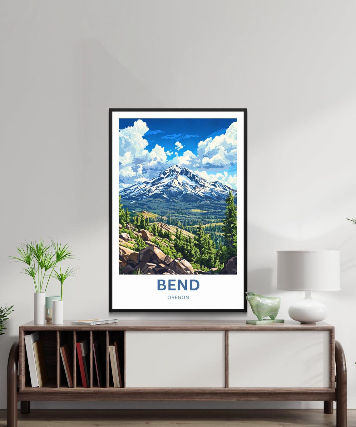 Bend Oregon Rugged Rocky Ridge Forest Mountain View Travel Poster - Image 3