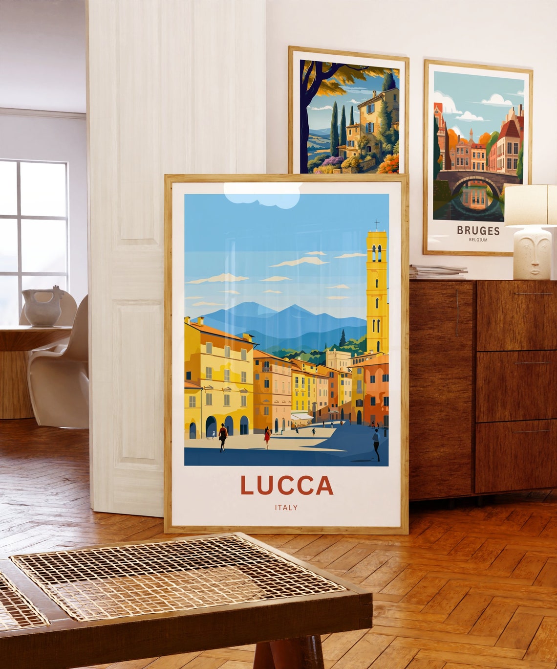 Lucca Italy Towering Church Spire Over Tuscan Streets Poster - Image 5