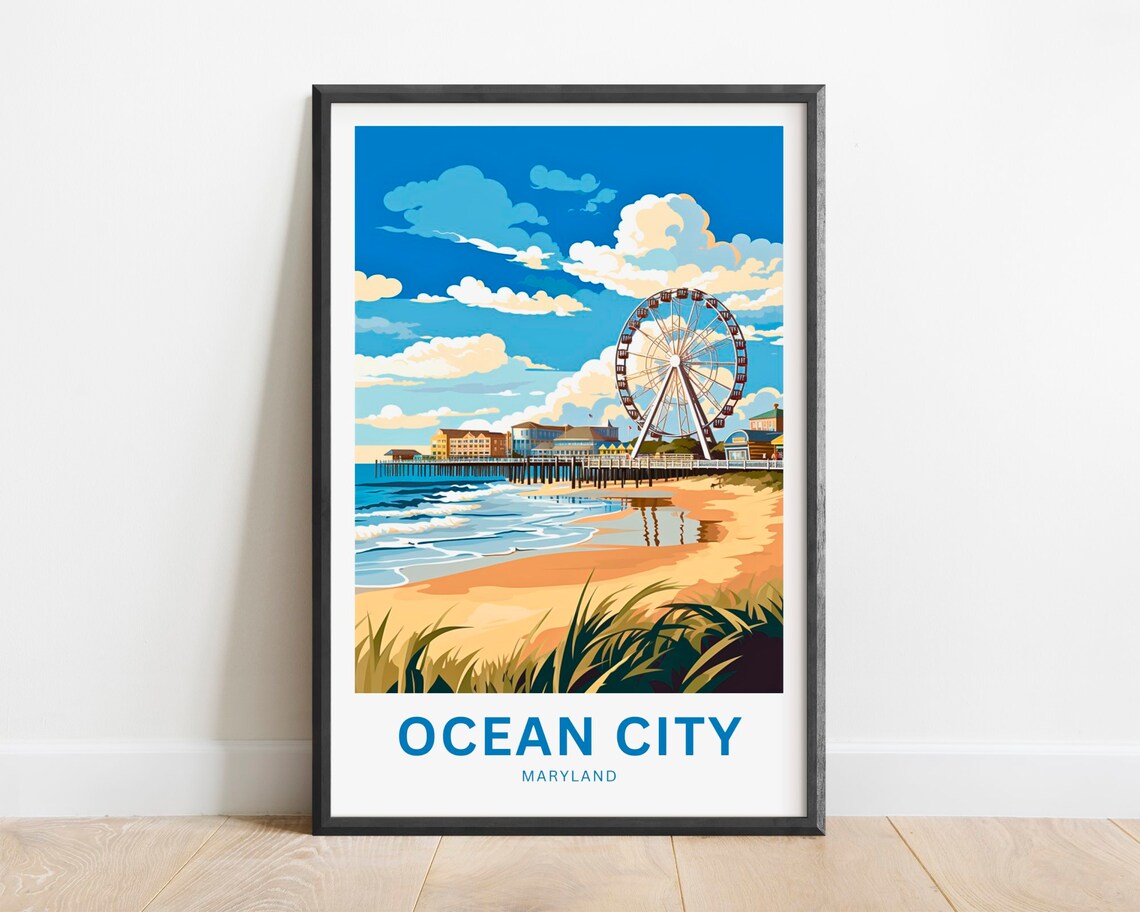 Ocean City Travel Poster, Maryland City Print