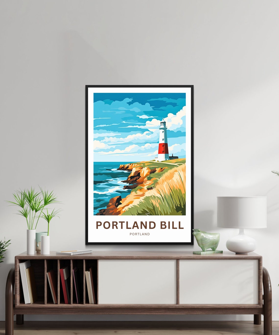 Portland Bill Lighthouse Travel Poster with Dorset Coast Cliffs - Image 2