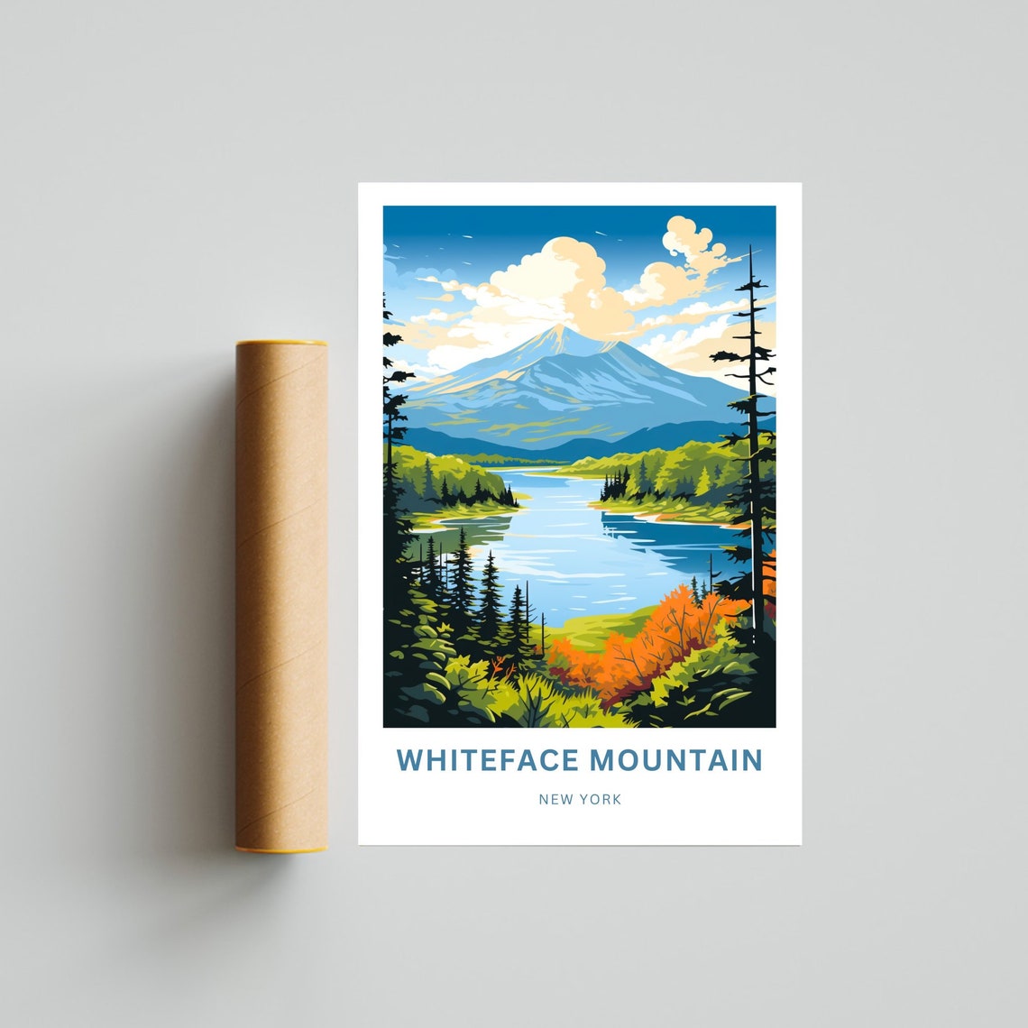 Whiteface Mountain New York Autumn Lake Foliage Travel Poster - Image 4