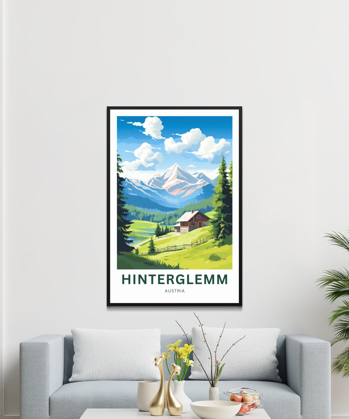 Hinterglemm Austria Alpine Chalet Snowy Peak Travel Art Poster - Image 3