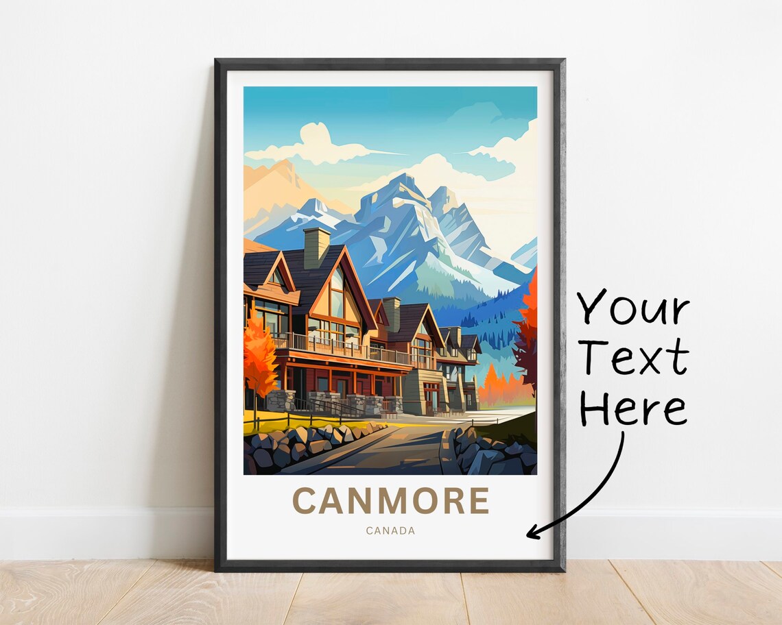 Canmore Canada Alpine Lodge Street Autumn Peaks Personalized Poster