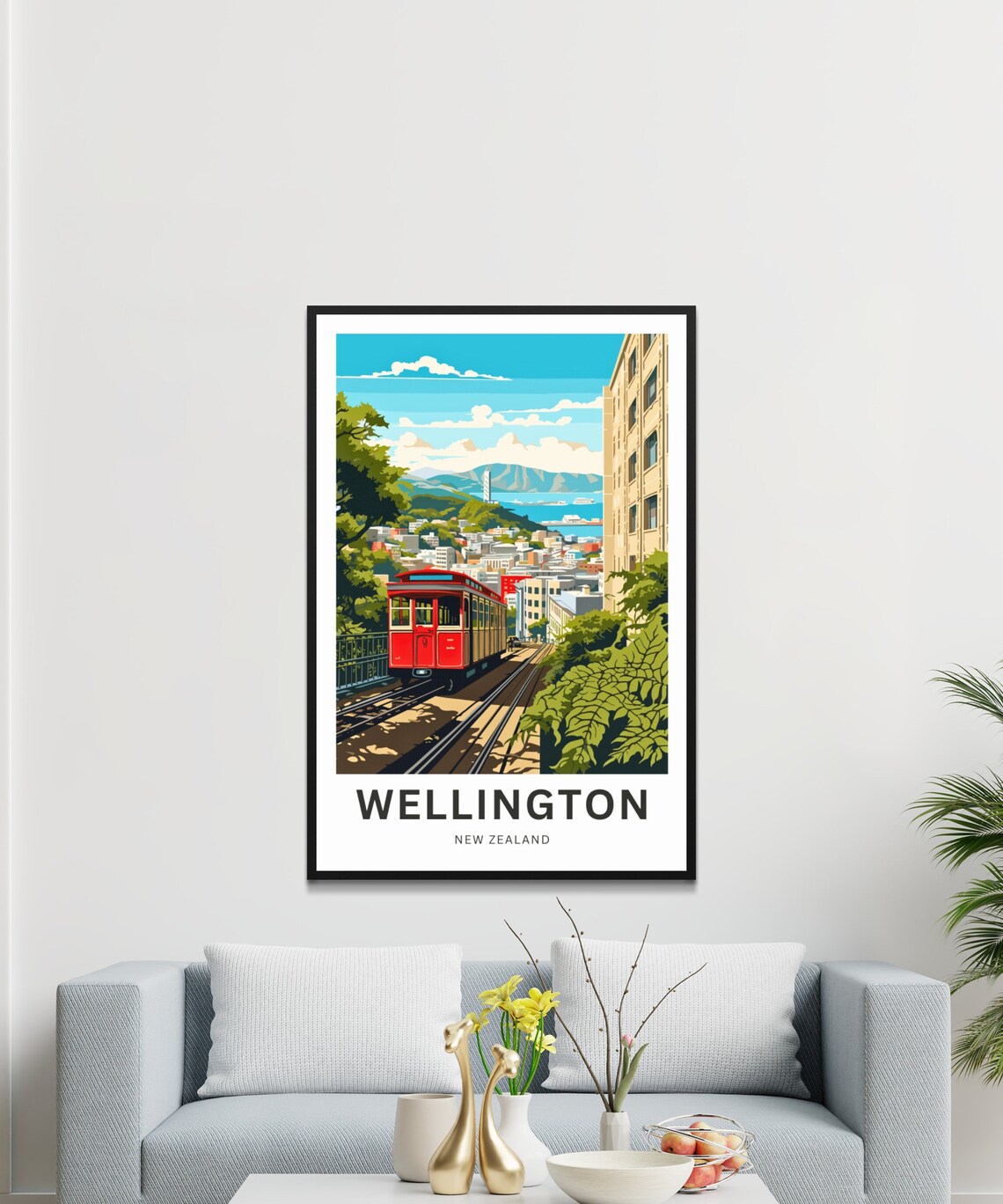 Wellington Cable Car Harbor View Custom New Zealand Travel Poster - Image 3