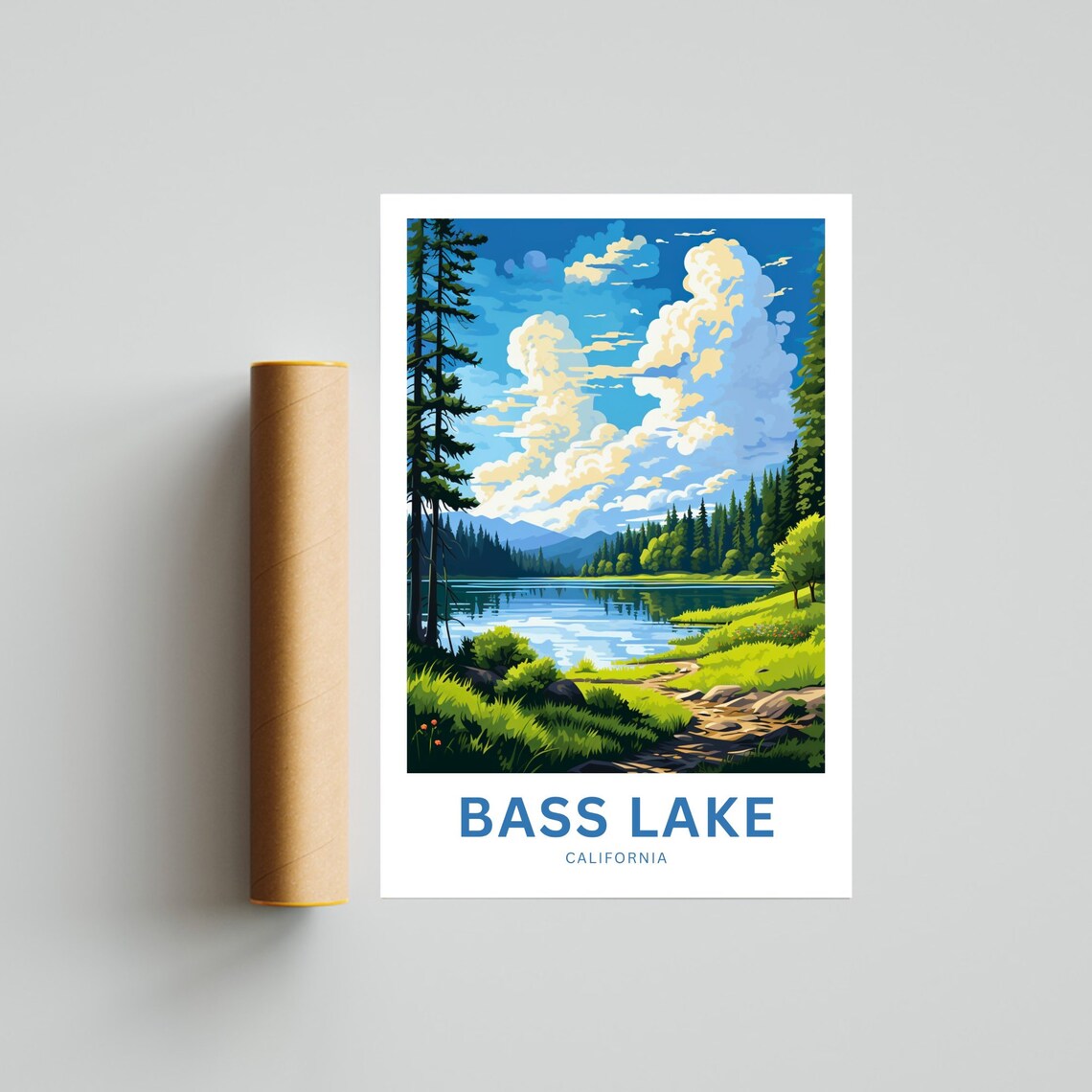 Personalized Bass Lake California Pine Lake Custom Travel Poster - Image 4