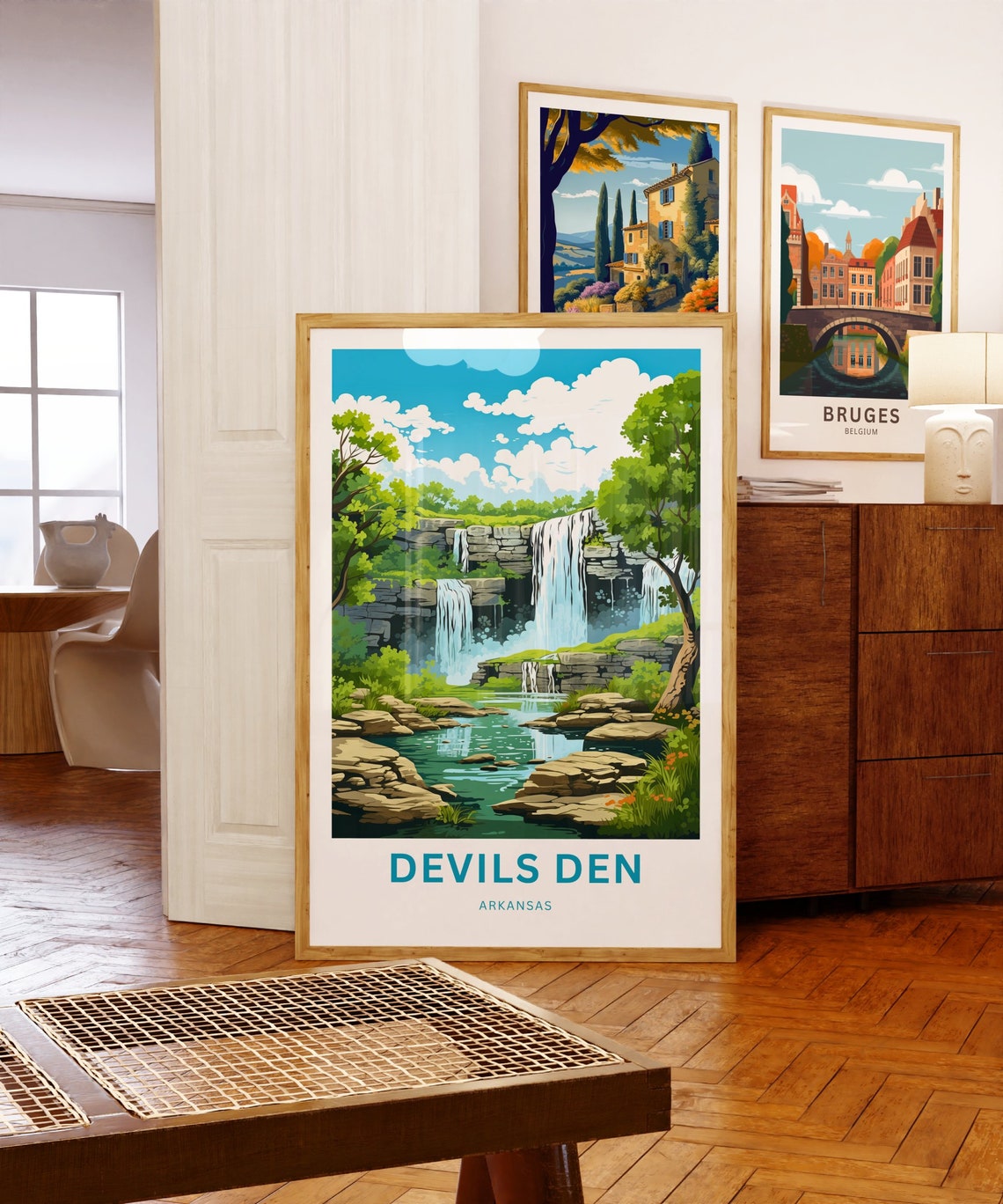 Devils Den Arkansas Triple Falls Summer Forest Travel Poster - Image 5