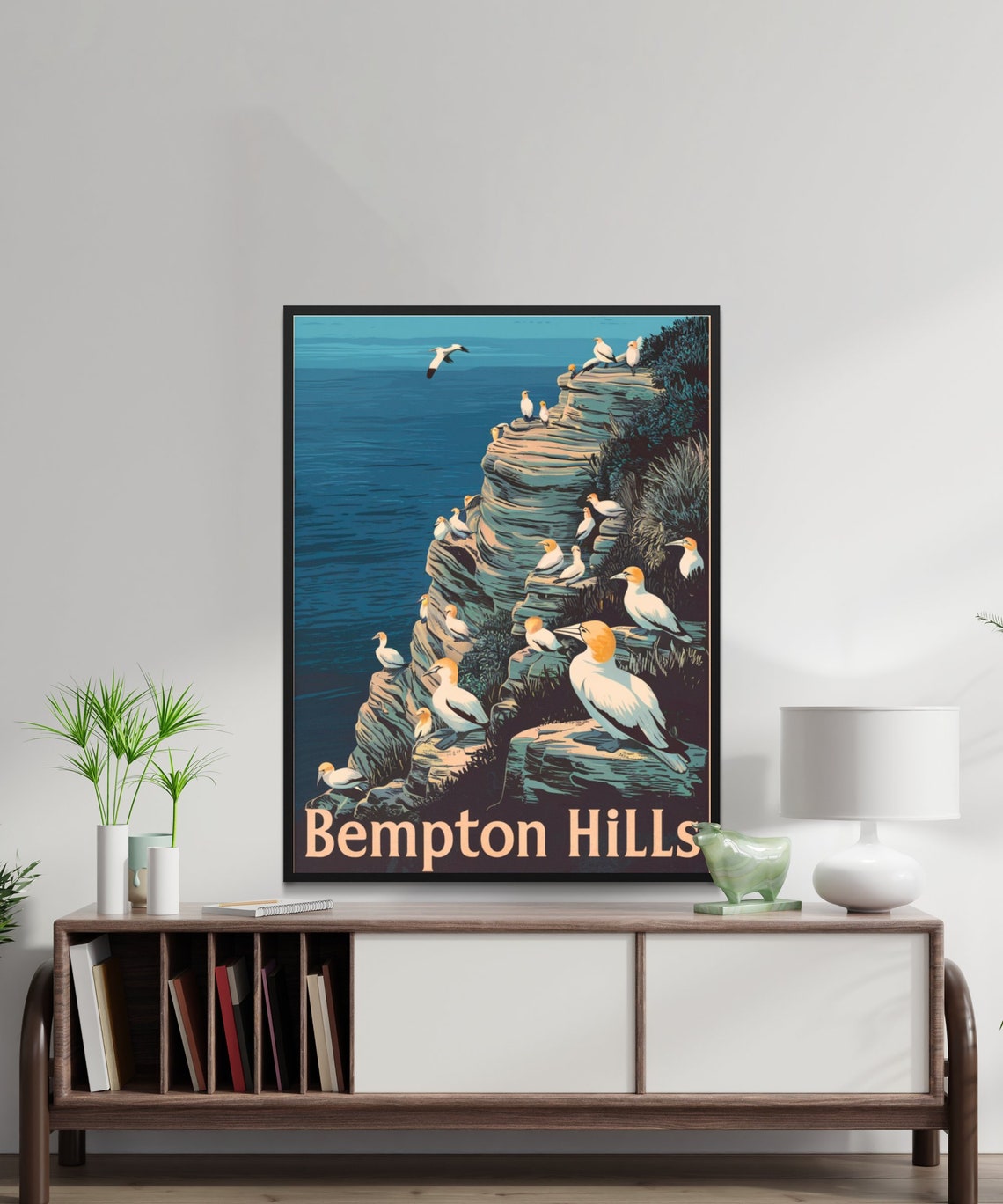 Bempton Hills England Vintage Gannet Colony on Chalk Cliffs Poster - Image 4
