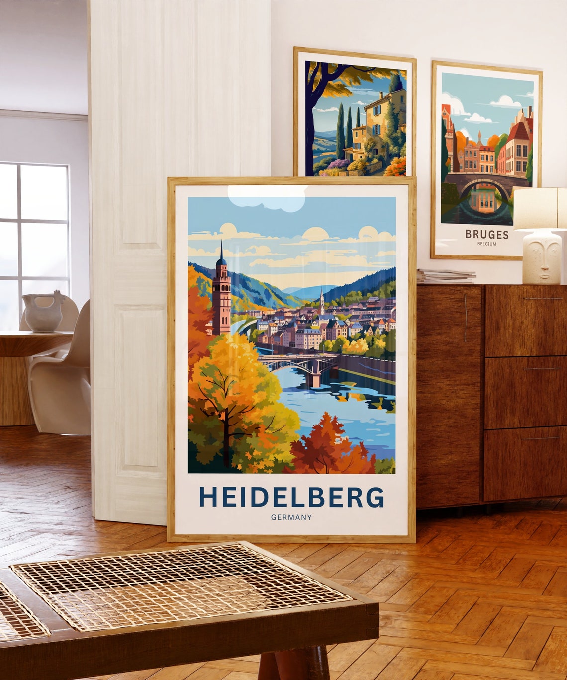 Heidelberg Germany Autumn Bridge Vintage Travel Poster River Gift - Image 5