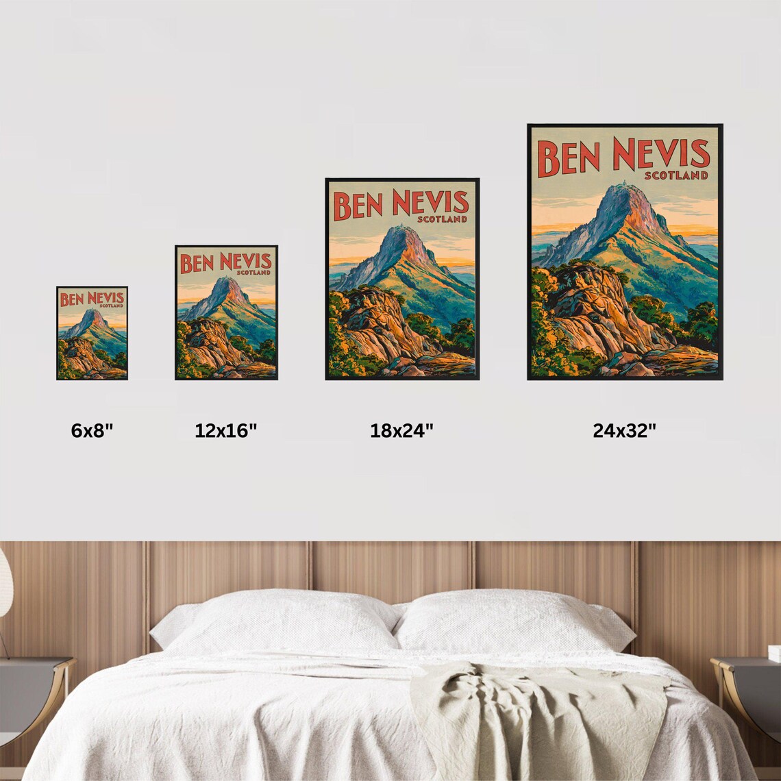Ben Nevis Scotland Rocky Summit Sunset Vintage Travel Poster - Image 2