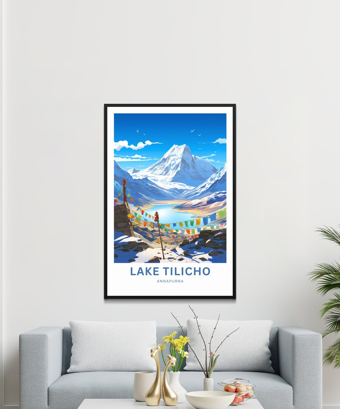 Lake Tilicho Annapurna Nepal Prayer Flags Custom Travel Poster - Image 3