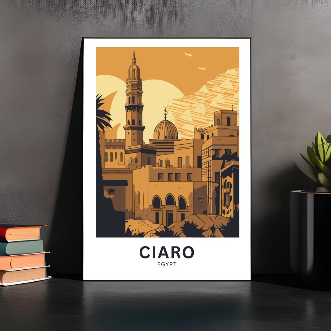 Cairo Egypt Historic Mosque Minaret Golden Sunset Scene Poster - Image 3