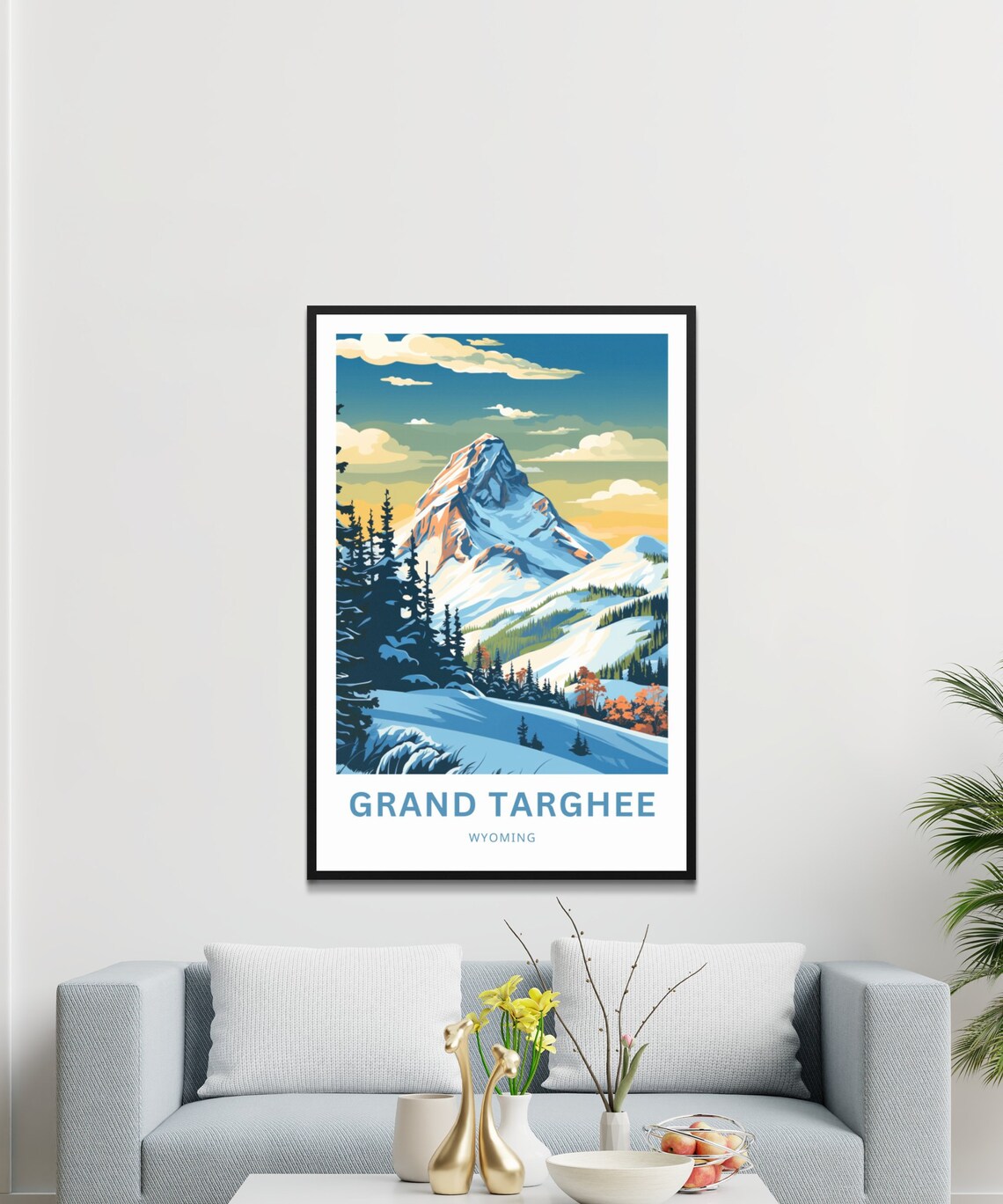 Grand Targhee Wyoming Travel Poster with Snowy Ski Slopes and Peaks - Image 3