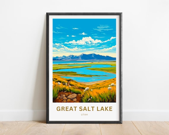 Great Salt Lake Utah Wetlands Golden Landscape Travel Poster